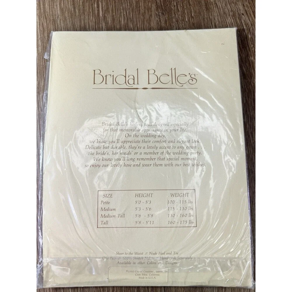 Vintage Bridal Belles For Legs Pantyhose White Petite Tulips Tall Fits NIP